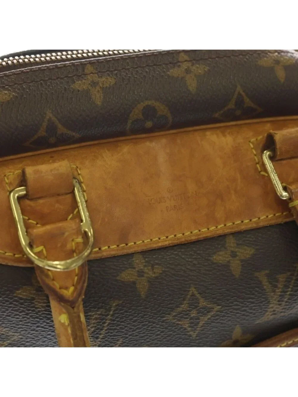 Louis Vuitton Monogram Deauville Leather Handbag Brown